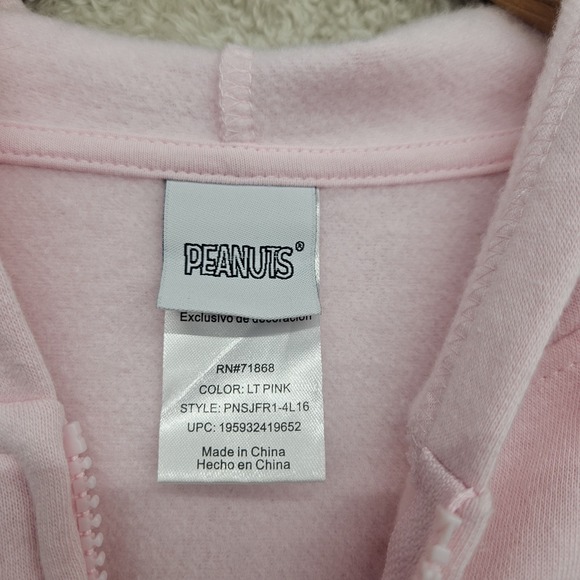 Peanuts Snoopy Full Zip Hoodie Womens Medium Pink Woodstock Sweatshirt Y2K Style - Picture 4 of 14